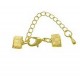 Metal extension chain set with clasp and 7mm ribbon crimp end Gold